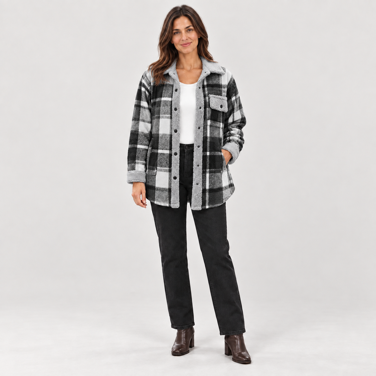 ZENY™ - Classic Long Sleeve Button Down Jacket