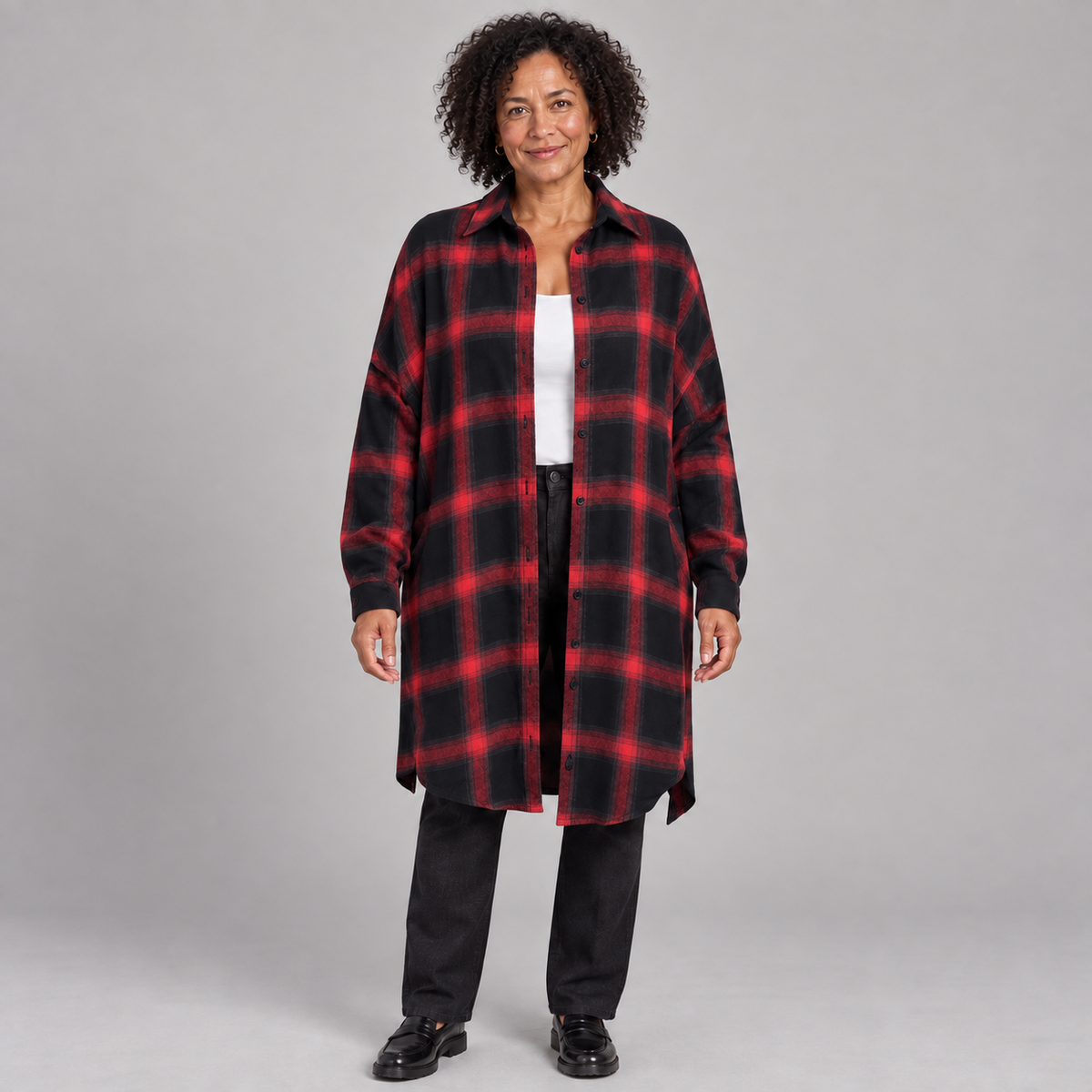 PALOMA™ - Classy Button Down Plaid Long-Sleeve Jacket