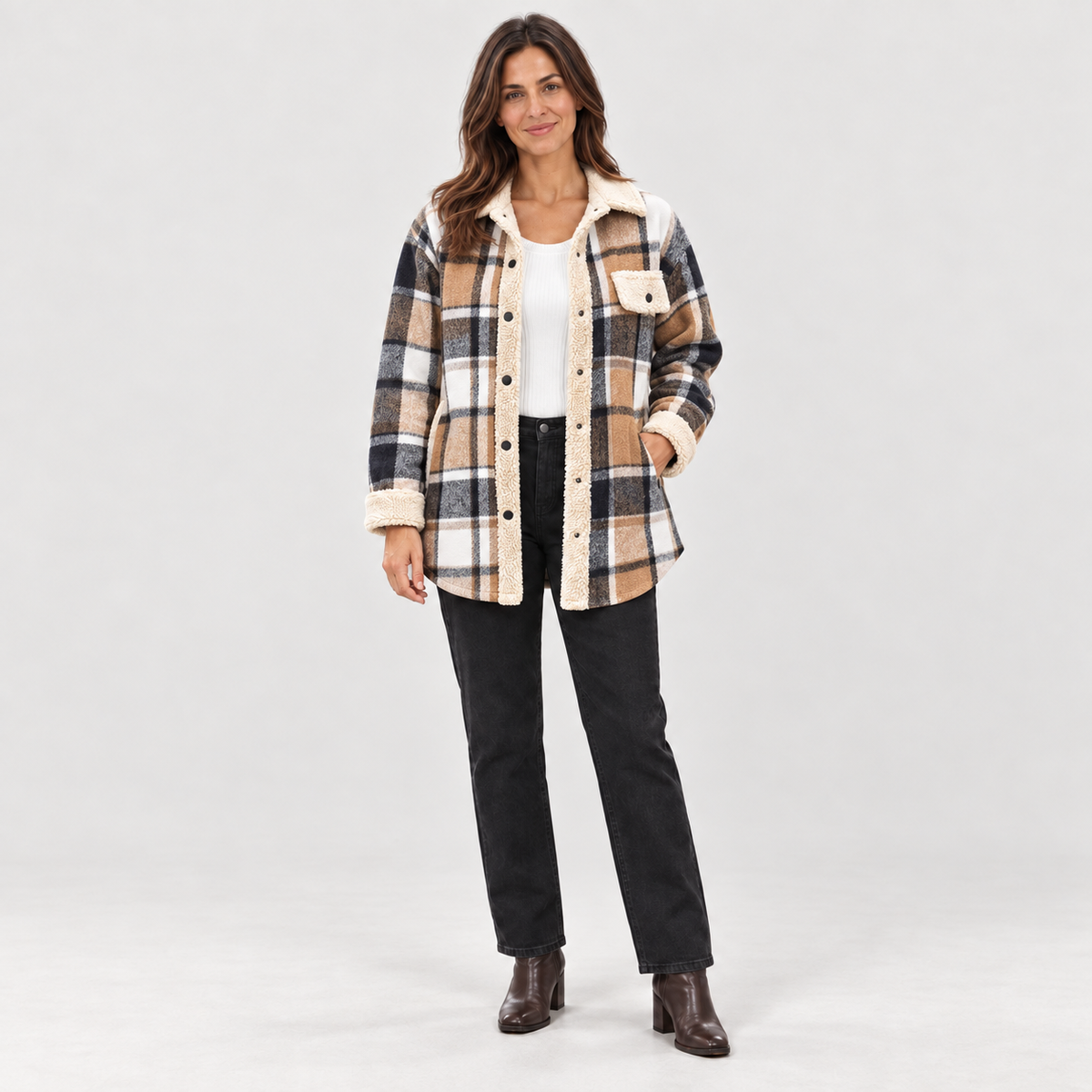 ZENY™ - Classic Long Sleeve Button Down Jacket