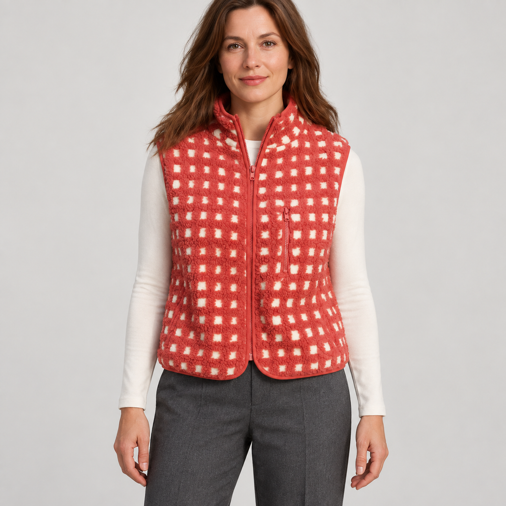 CONCUELO™ – Casual Plaid Sleeveless Zip-Up Vest