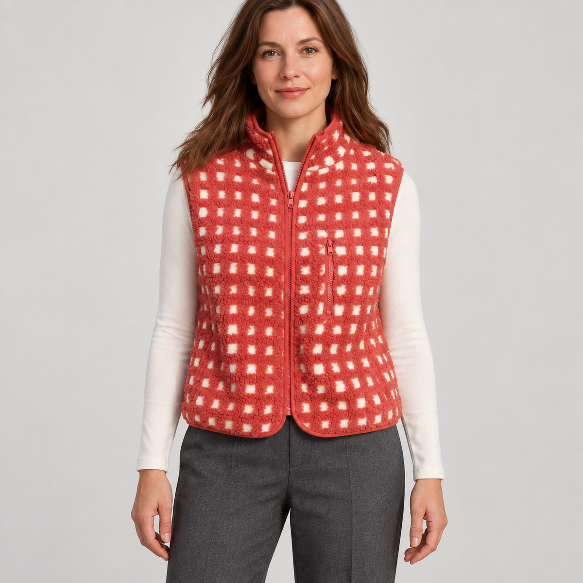 CONCUELO™ – Casual Plaid Sleeveless Zip-Up Vest