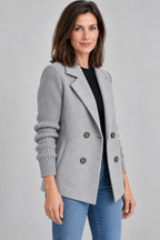 SORELLE™ - Elegant Knit-Sleeve Blazer