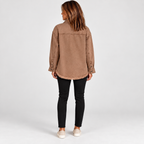 Women's Raw Hem Snap Button Washed Denim Jacket