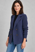 SORELLE™ - Elegant Knit-Sleeve Blazer