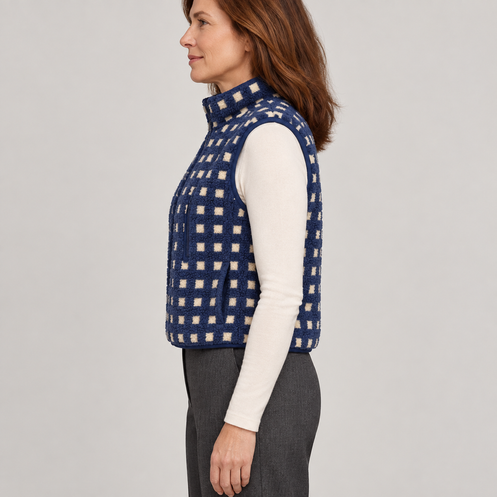 CONCUELO™ – Casual Plaid Sleeveless Zip-Up Vest