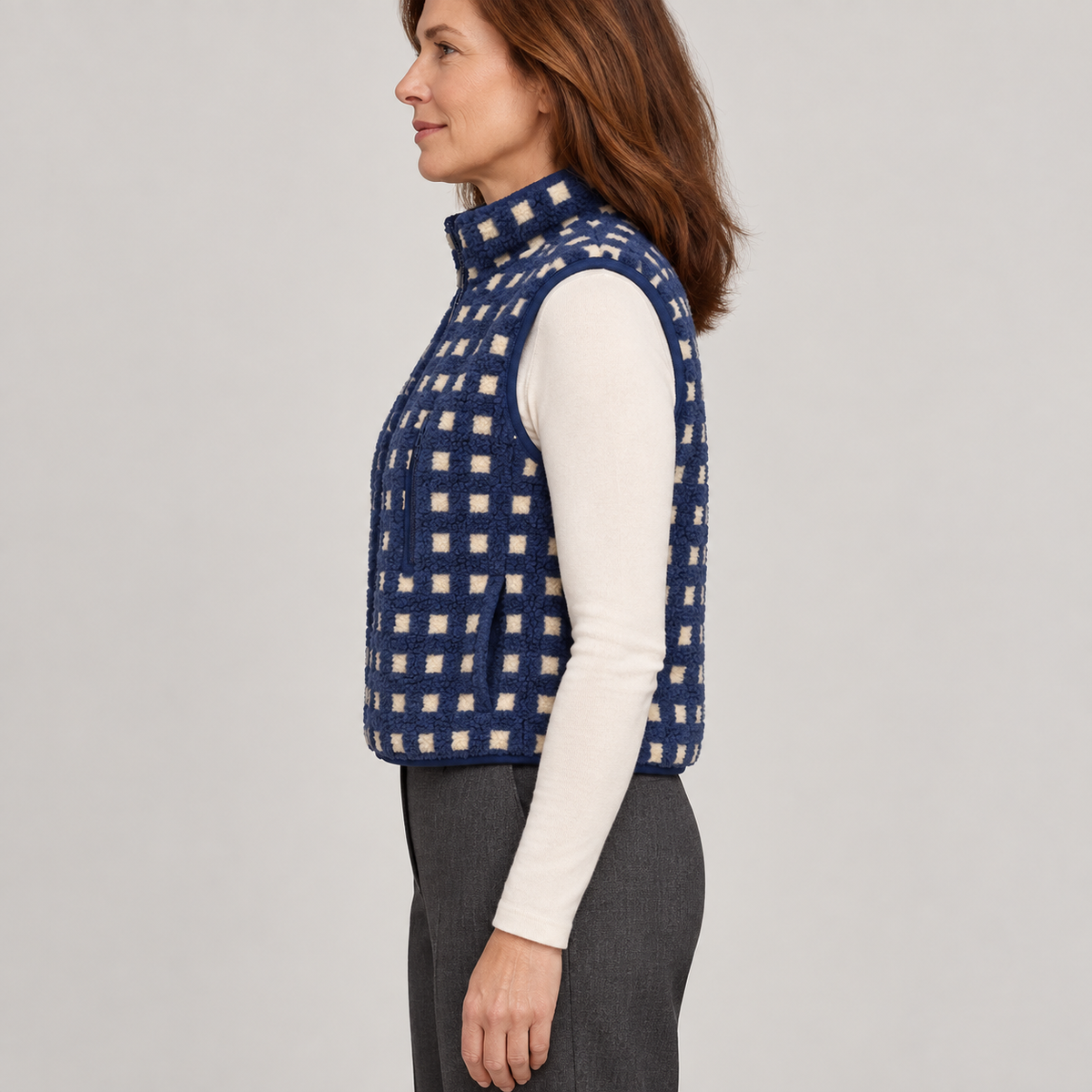 CONCUELO™ – Casual Plaid Sleeveless Zip-Up Vest