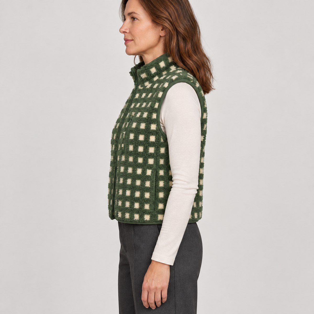 CONCUELO™ – Casual Plaid Sleeveless Zip-Up Vest