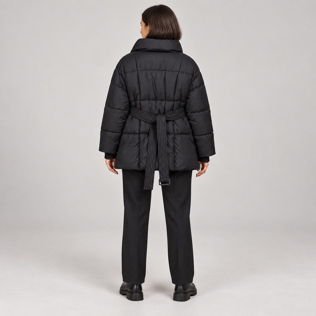 JASMINE™ - Cozy Thermal Stand Collar Waist Tie Zip-Up Coat for Winter