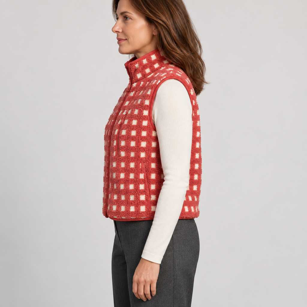 CONCUELO™ – Casual Plaid Sleeveless Zip-Up Vest