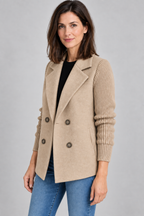 SORELLE™ - Elegant Knit-Sleeve Blazer