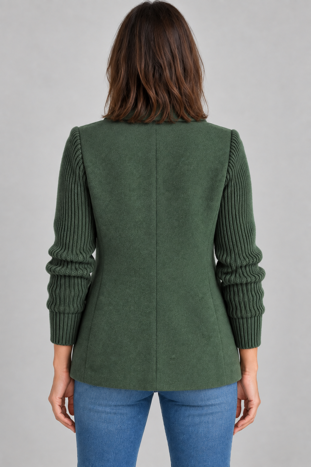 SORELLE™ - Elegant Knit-Sleeve Blazer