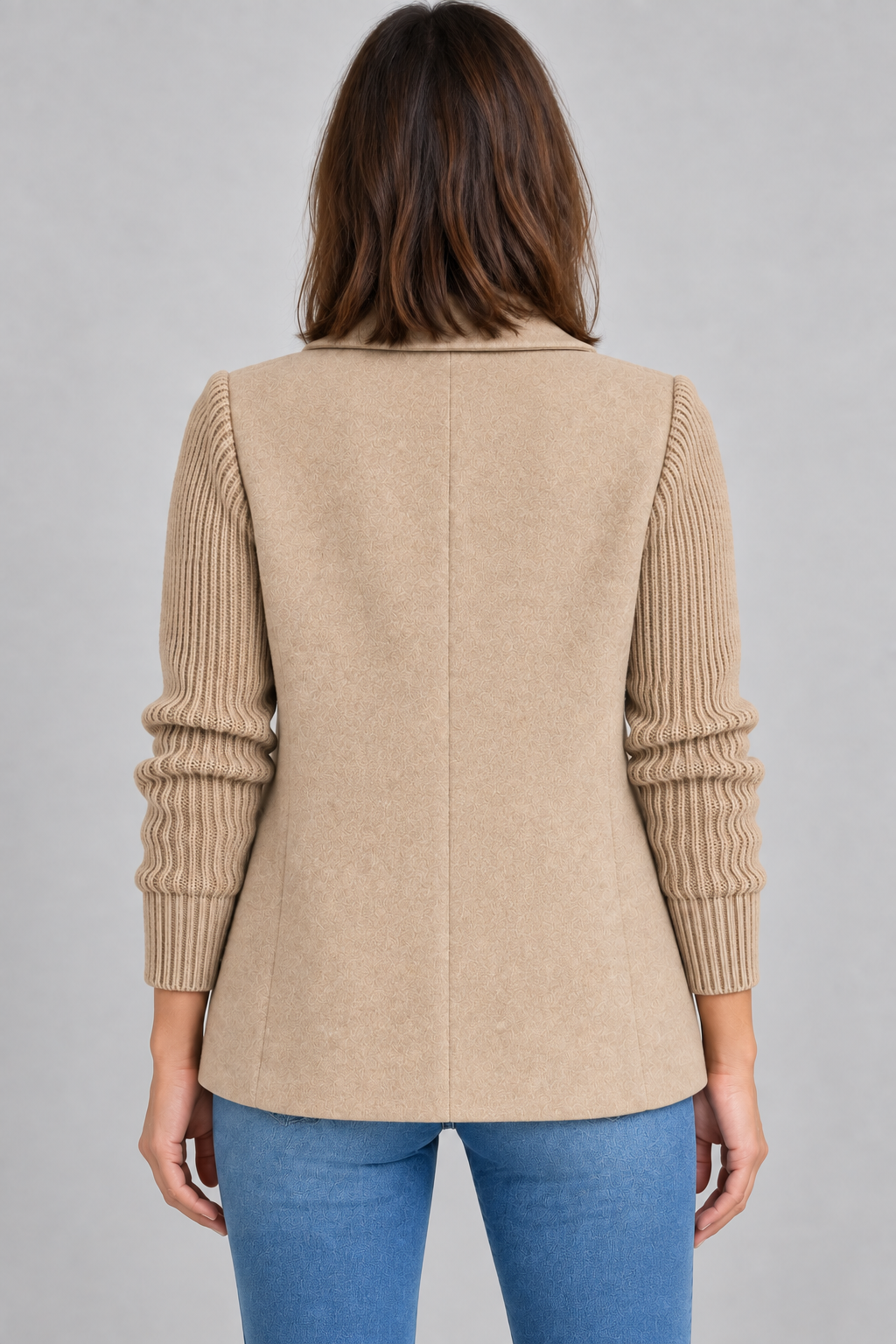 SORELLE™ - Elegant Knit-Sleeve Blazer
