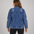AMIYAH™ - Casual Ripped Fringe Jean Jacket with Pockets for Everyday Style