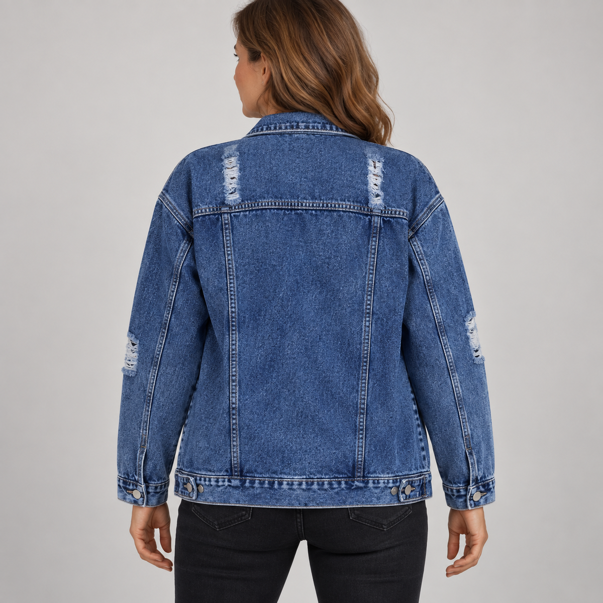 AMIYAH™ - Casual Ripped Fringe Jean Jacket with Pockets for Everyday Style