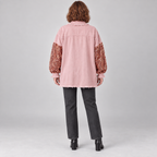 NENITA™ - Chic Oversized Sequin Hem Collared Button Down Jacket