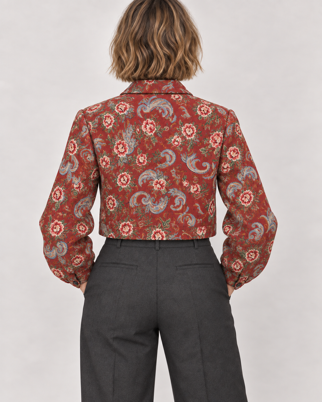 SIDA™ - Chic Floral Print Crop Long Sleeve Jacket