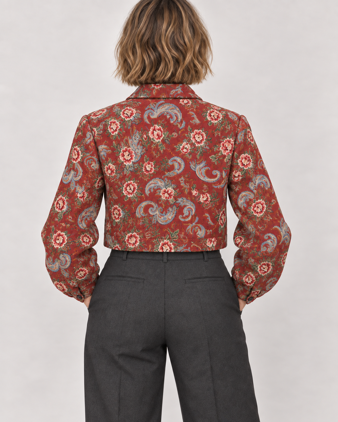 SIDA™ - Chic Floral Print Crop Long Sleeve Jacket