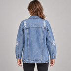 AMIYAH™ - Casual Ripped Fringe Jean Jacket with Pockets for Everyday Style