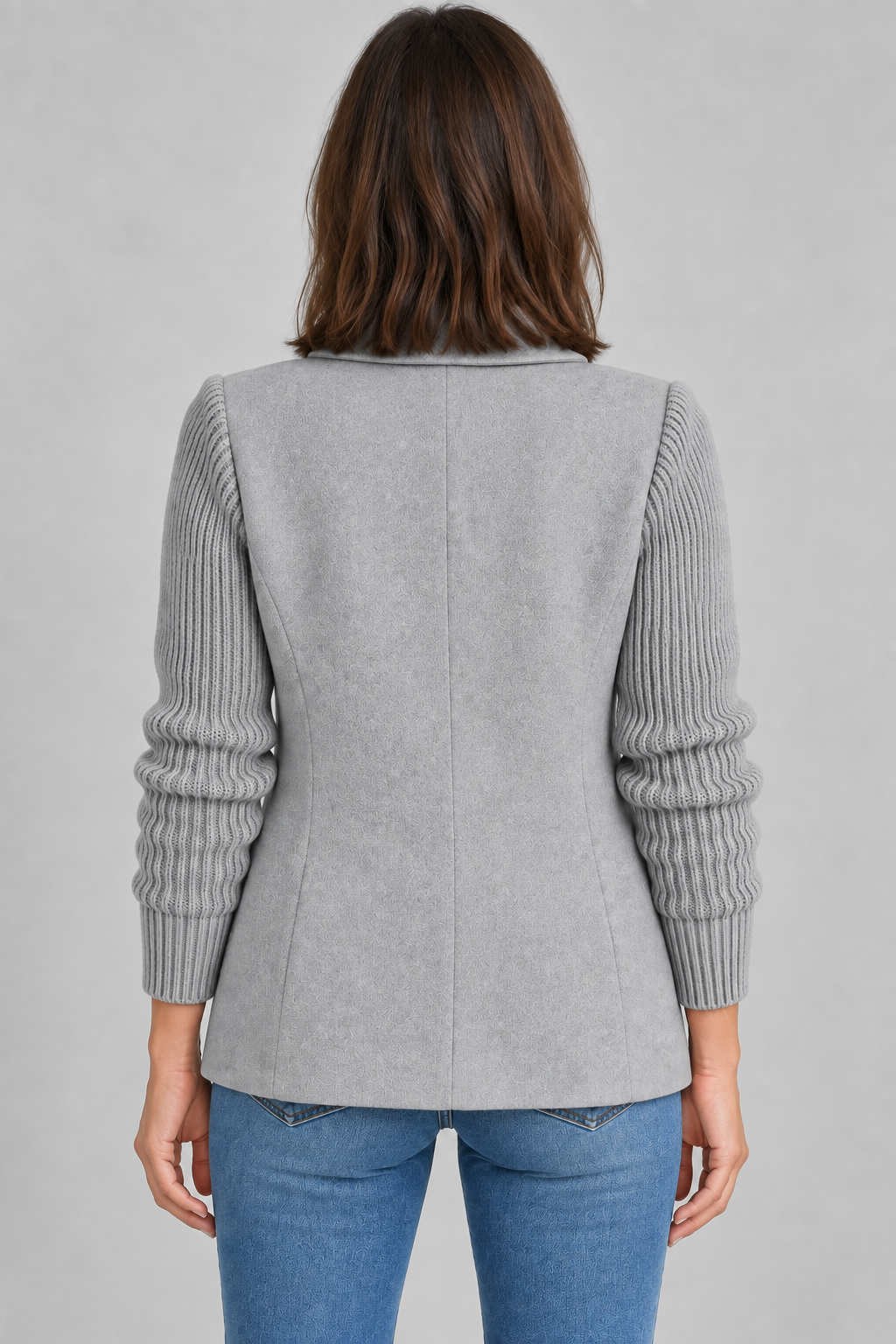 SORELLE™ - Elegant Knit-Sleeve Blazer