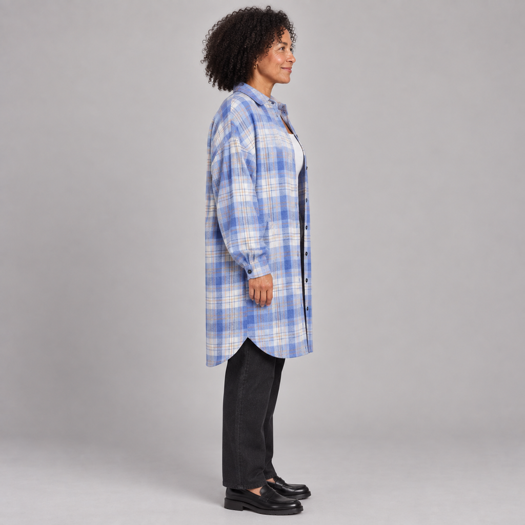 PALOMA™ - Classy Button Down Plaid Long-Sleeve Jacket