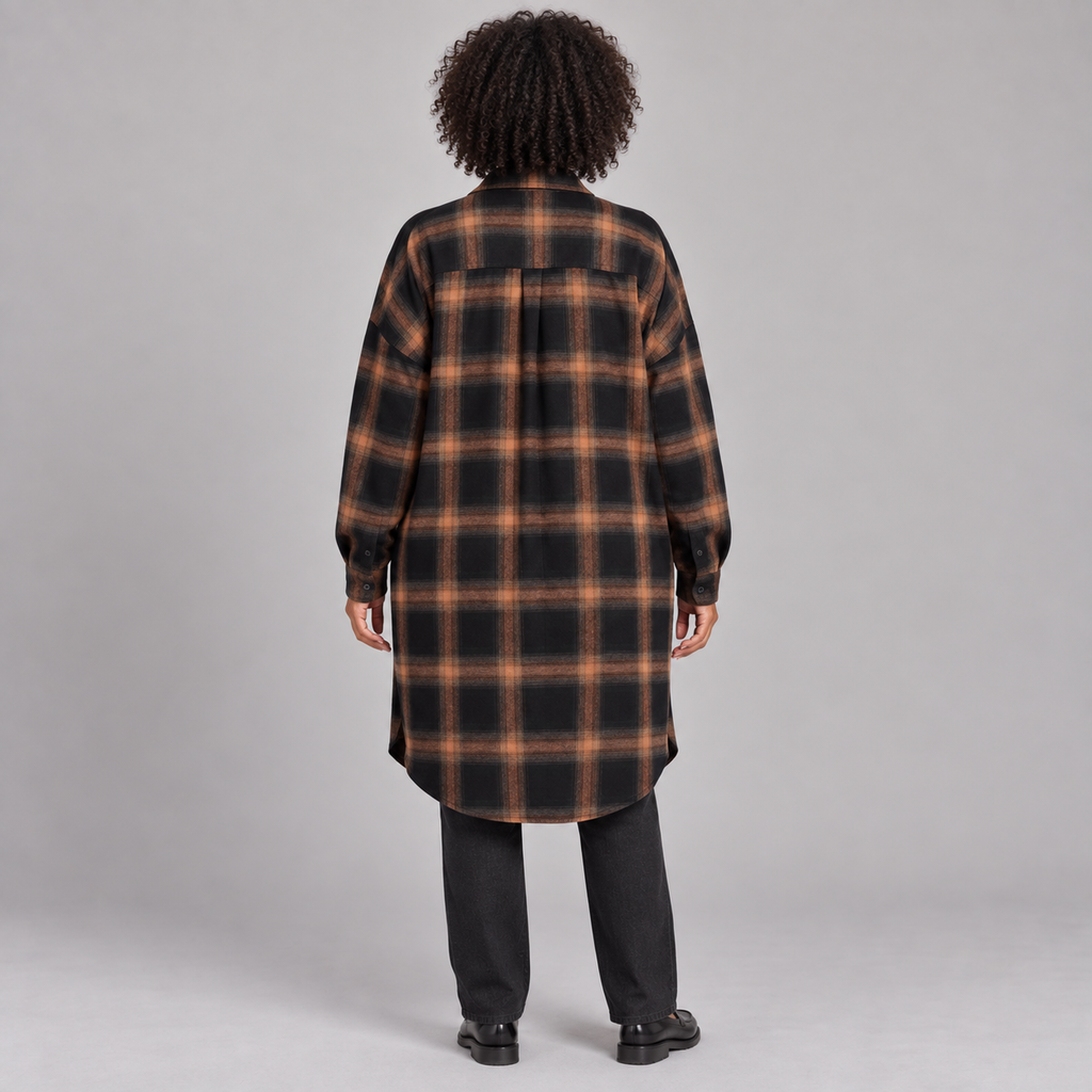 PALOMA™ - Classy Button Down Plaid Long-Sleeve Jacket