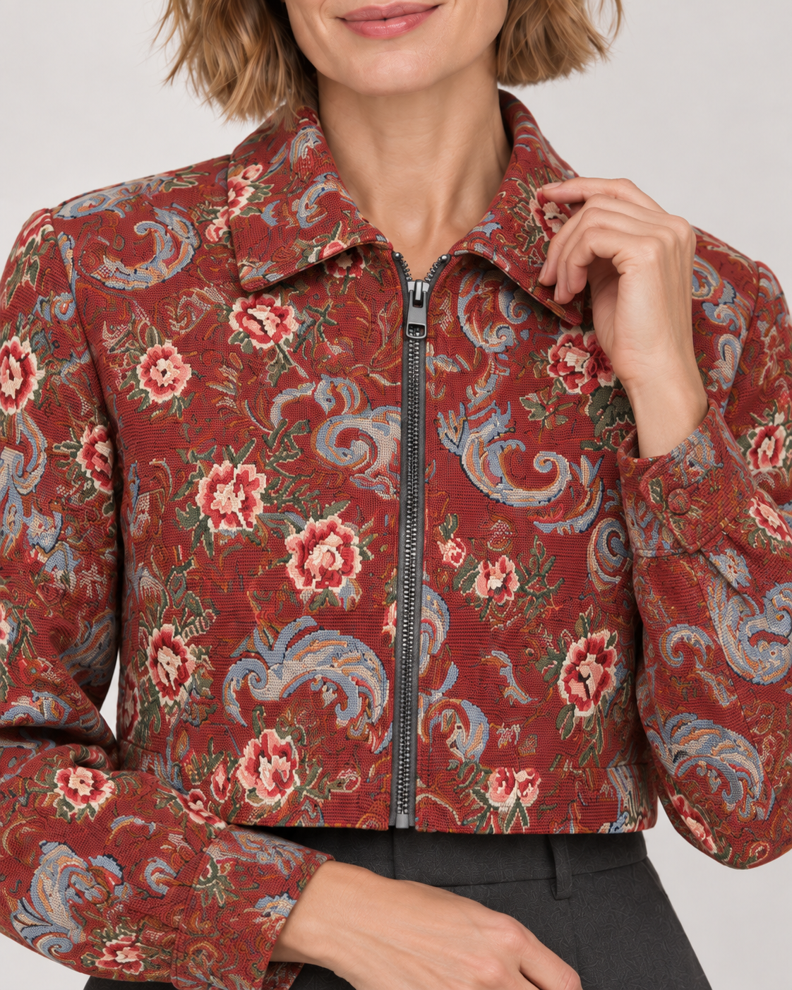 SIDA™ - Chic Floral Print Crop Long Sleeve Jacket