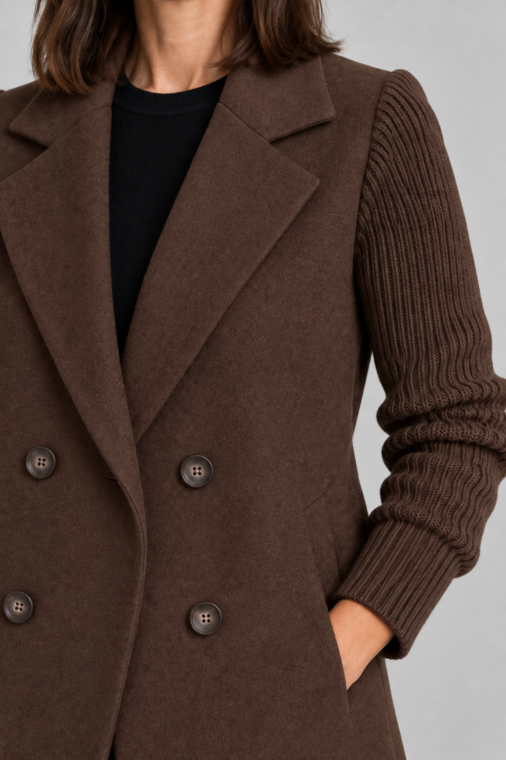 SORELLE™ - Elegant Knit-Sleeve Blazer