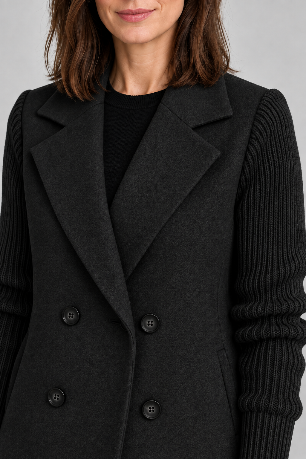 SORELLE™ - Elegant Knit-Sleeve Blazer