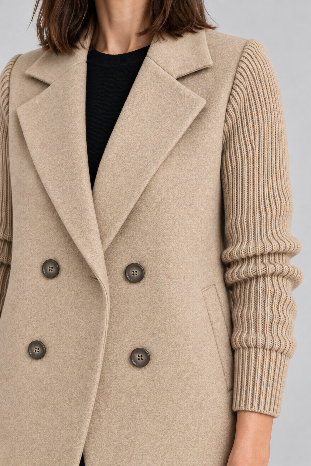 SORELLE™ - Elegant Knit-Sleeve Blazer