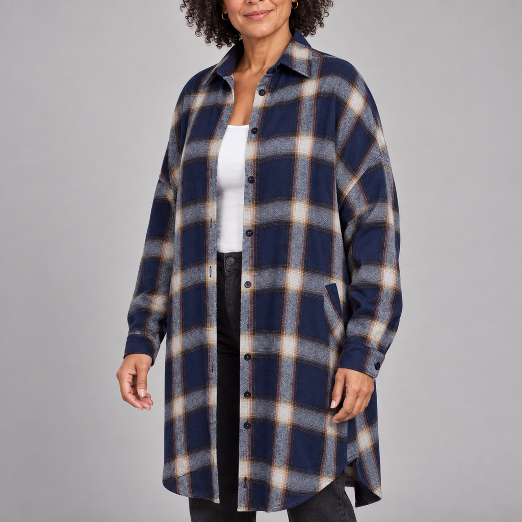 PALOMA™ - Classy Button Down Plaid Long-Sleeve Jacket