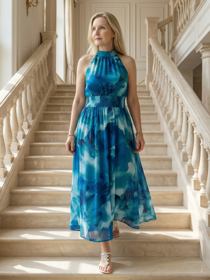 Cataleya | Gathered Halter Midi Dress