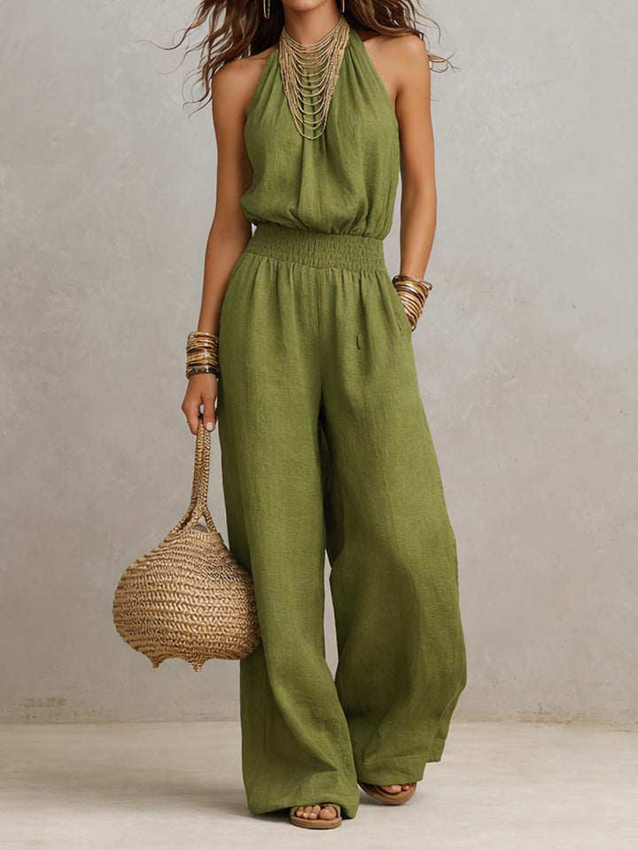 Camille | Effortless Halter Wide-Leg Jumpsuit
