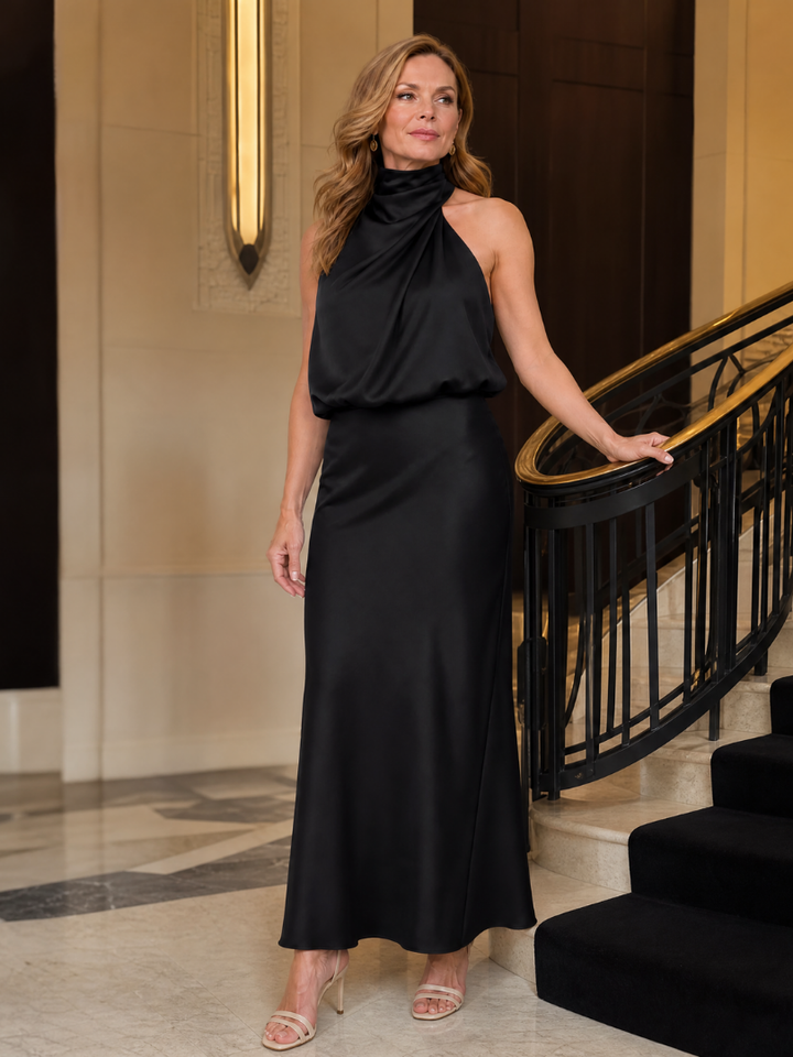 Amabel | Sleeveless Draped Neck Midi Dress