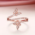 White Gold Butterfly Inlaid Zirconia Ring