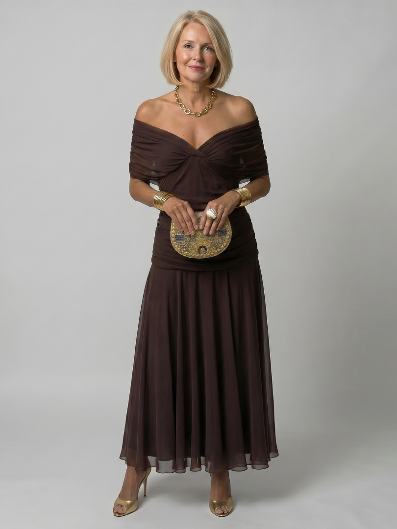 Estelline | Off Shoulder Flow Midi Dress