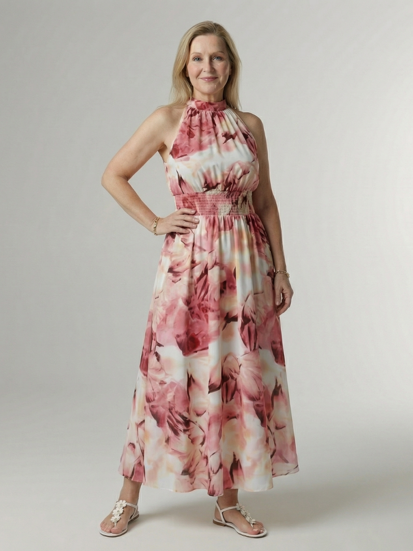 Cataleya | Gathered Halter Midi Dress