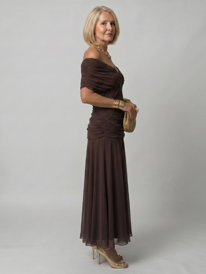 Estelline | Off Shoulder Flow Midi Dress