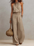 Camille | Effortless Halter Wide-Leg Jumpsuit
