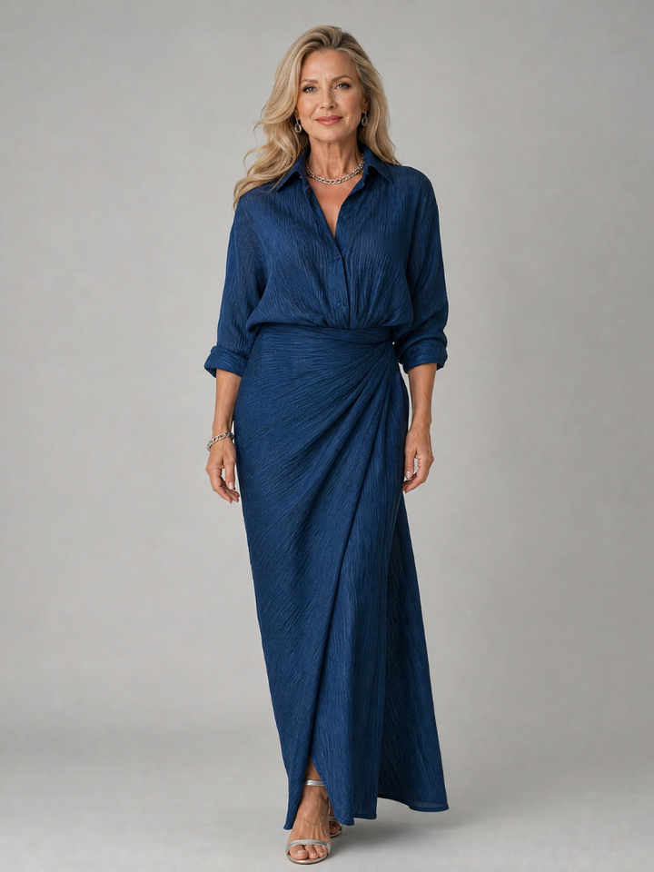 Elowyn | Long Sleeve Wrap Front Maxi Dress