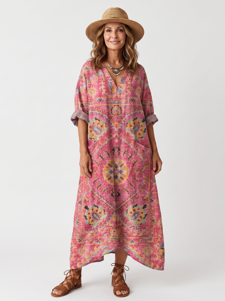 Junia | Abstract Print Relaxed Pocket Midi Dress