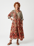 Dorine | Mixed Pattern Relaxed Pocket Midi Dress