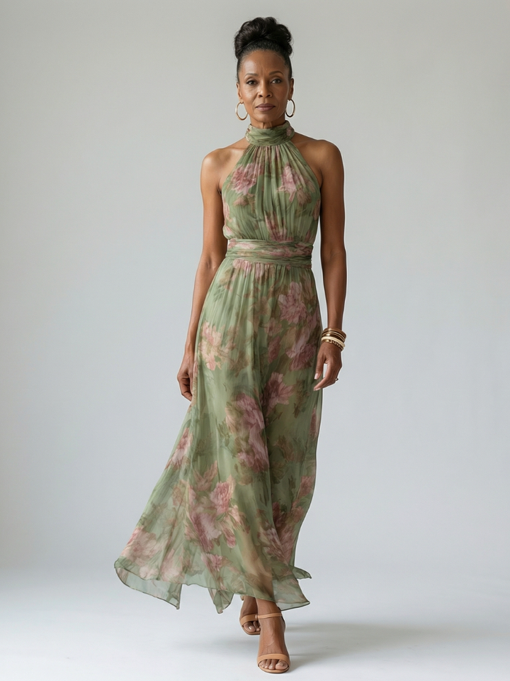 Tallulah | Gathered Halter Midi Dress