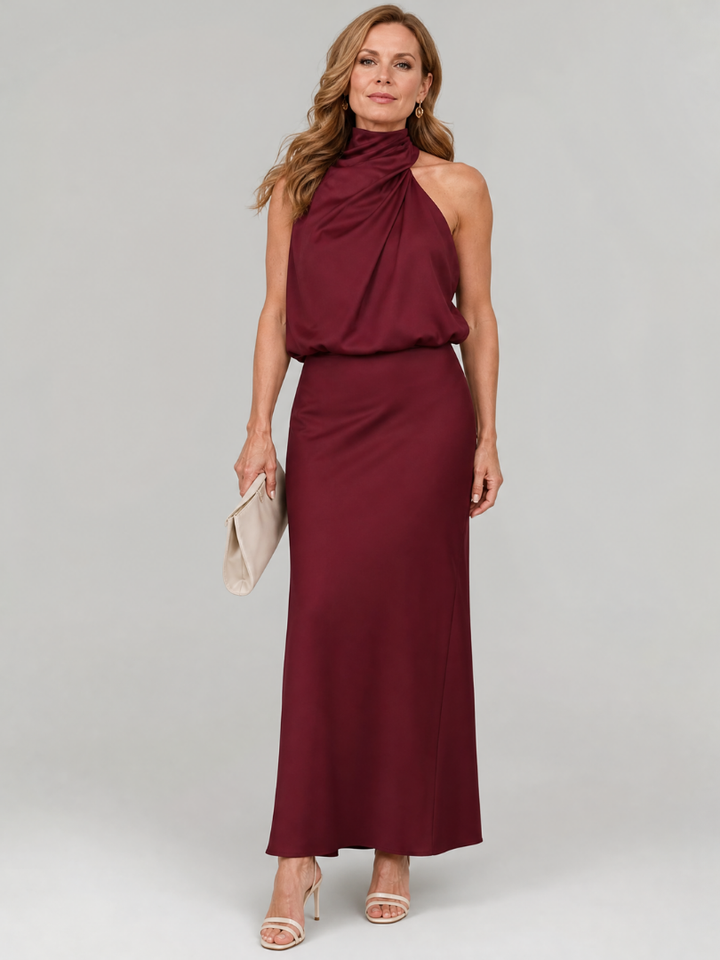 Amabel | Sleeveless Draped Neck Midi Dress