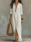 Alessia | Soft Black Maxi Dress with Buttons