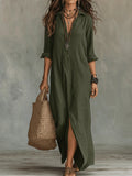 Alessia | Soft Black Maxi Dress with Buttons