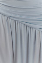 Bex Strapless Slinky Maxi Dress With Split - Pale Blue