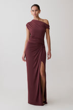 Alyn Off Shoulder Draped Maxi Dress - Dark Plum