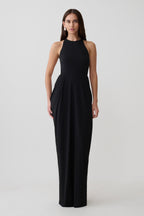 Bahari Low Back Halter Maxi Dress - Black