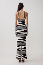 Ashtin Cross Front Knit Maxi Dress - Linear Shift Print