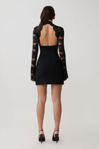 Aurelie Long Sleeve Lace Mini Dress - Black